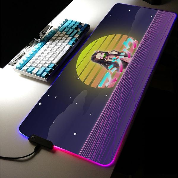 

mouse pads & wrist rests rgb led light gaming accessories demon slayer ghoul anime mousepad large mechanica keyboard non-slip game des