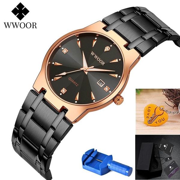 

wristwatches wwoor men's watch 8874 diamond scale luminous quartz watches for men date clock male rose gold wristwatch 2021 tool, Slivery;brown