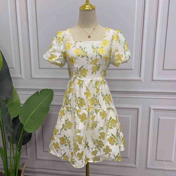 

casual dresses 2021 summer korean sweet sleeve mini party women elegant fairy design vintage floral boho beach vacation 5vf7, Black;gray