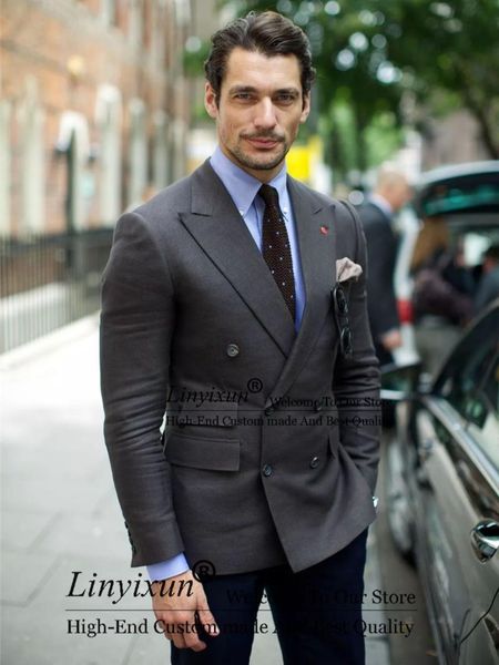 

men's suits & blazers classic double breasted slim wedding for men fromal business groom 2 pieces jacket pants set costume homme, White;black