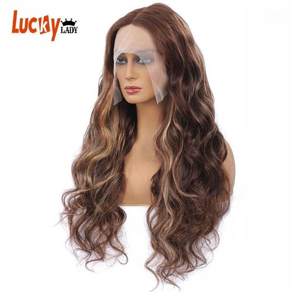 

higlighted lace front wig transparent wigs body wave t part 180 density peruvian hair bleached knots1, Black;brown