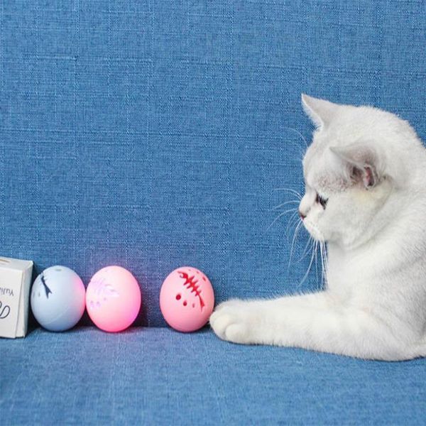

3pcs funny cat ball toys led light rolling flash interactive toy catnip with bell for kitten accessories pet products