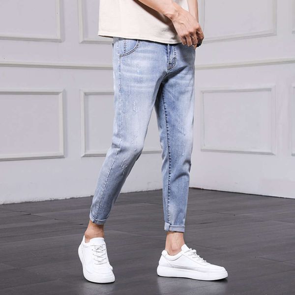 

casual men 2021 spring broek trend mode self-founding stretch straight katoen long, Blue