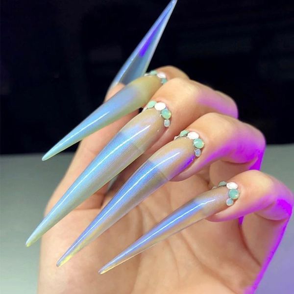 

nail art kits fake nails long salon stickers finished removable portable and fasionable 120pcs