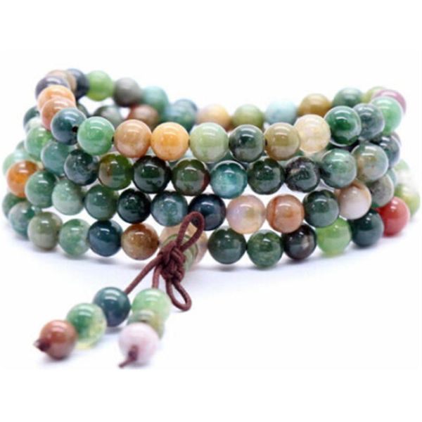 

charm bracelets dropship natural 6mm india green onyx 108 bracelet buddhist prayer beads mala yoga healing necklace for fashion men or women, Golden;silver
