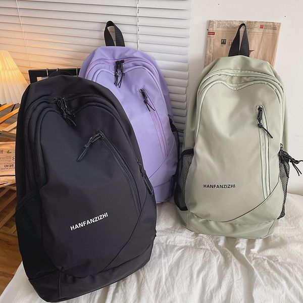 

backpack korean female backpacks, plain girly nylon backpack, high-capacity backpack for school trips ycom