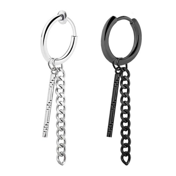 

stud 2021 punk chain ear clip for women men black silver color stainless steel earrings fashion jewelry gifts wholesale, Golden;silver