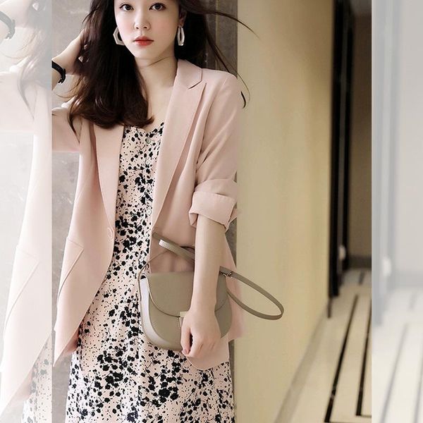 

style western suit professional two piece temperament long sleeve floral dress women's spring and autumn pants, White
