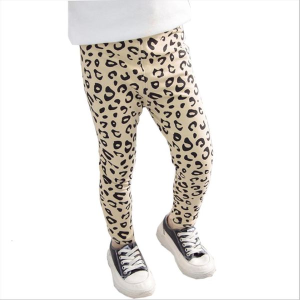 

girl leopard leggings trousers stretch cotton pants bottoms casual girls elastic waist pencil autumn 2 7years, Blue