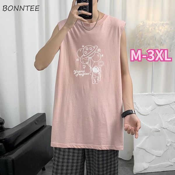 

men' tank men tanks cartoon o-neck sleeveless korean style teens ulzzang couples loose bodybuilding hip- streetwear m-3xl, White;black