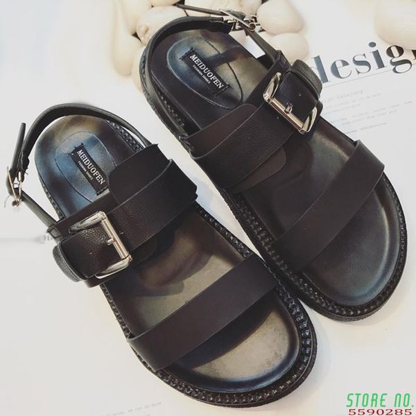

summer platform shoes fashion buckle strap women sandals casual black pu outdoor womens punk