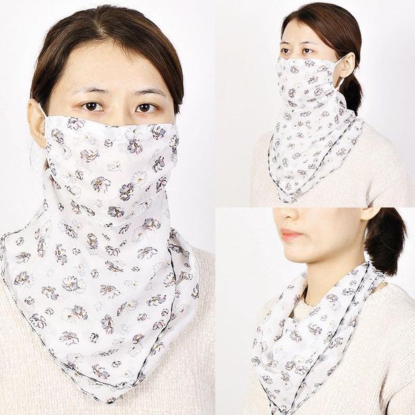 

scarves summer outdoor sun protection face veil scarf chiffon lightweight lady protective silk soft handkerchief for women, Blue;gray