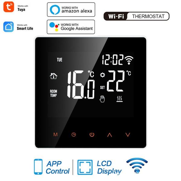 

smart home control wi-fi thermostat eu toucn switch programmable digital temperature controller floor heating app voice for homeel