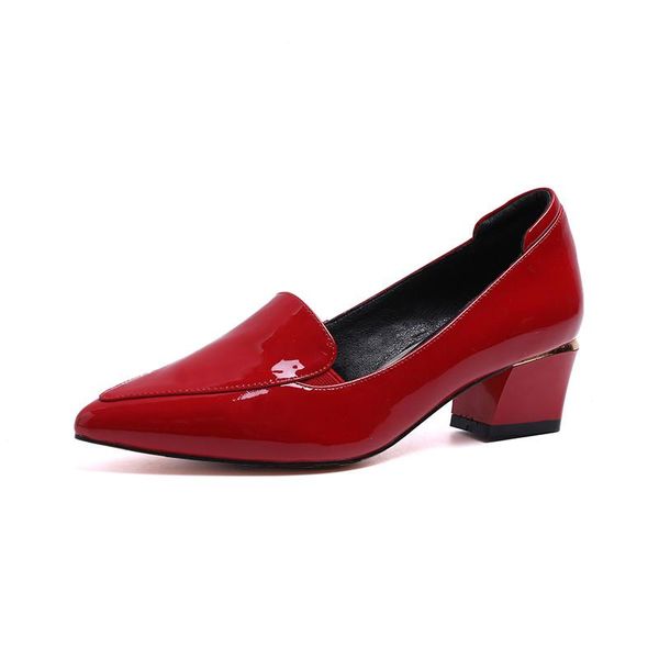 

dress shoes marlisasa women cute red pointed toe slip on square heel pumps lady classic black comfort spring pu leather heels h6166