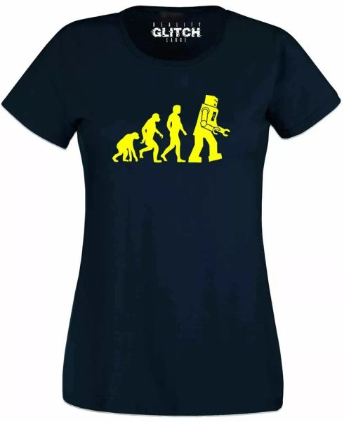 

evolution of robots women's t-shirt - funny joke science nerd geek humour xmas, White;black