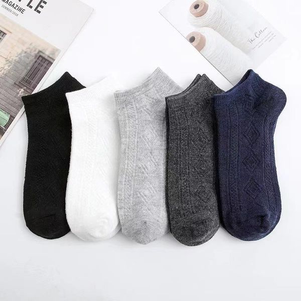 

men's socks 5 pairs of summer cotton boat, Black