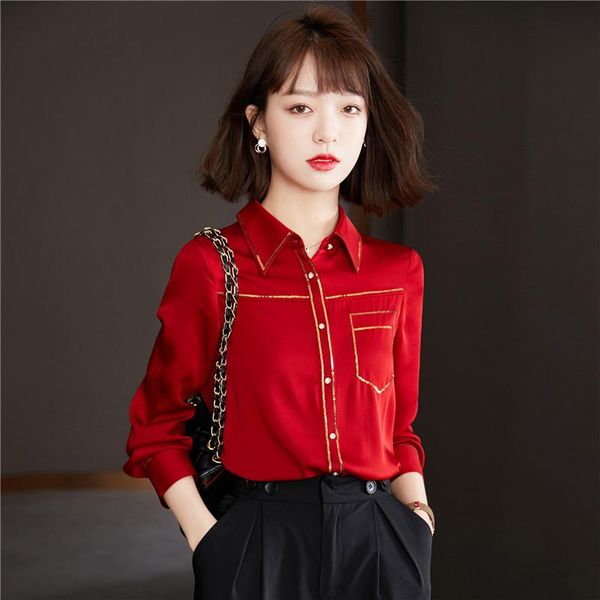

women's blouses & shirts women clothes plus size sequin patchwork spring long sleeve red ol blusa elegant casual wear vintage tees 581, White