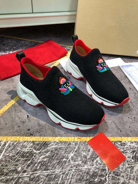 

version fashion man casual dress shoes designer shoes women screener real leather sneaker, Black;red