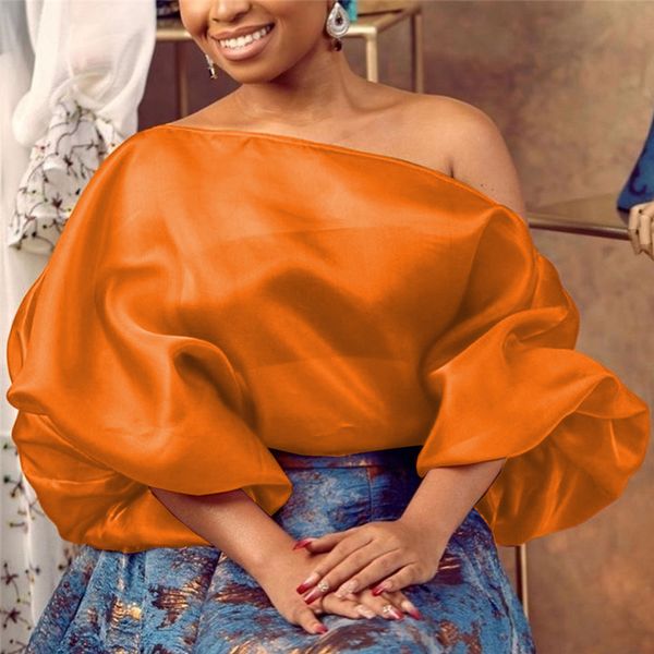 

spring summer women fashion blouse off the shoulder shirt transparent lantern sleeve lady bluas shirts 210520, White