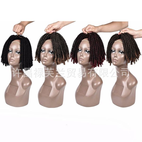 

women's spring wig curlg crochet hair curly reggae braid, Black;brown