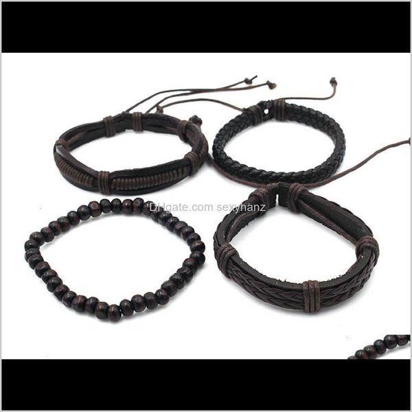 

other bracelets drop delivery 2021 pd28 leather braided tie telescopic bracelet set jewelry p3fnd, Golden;silver