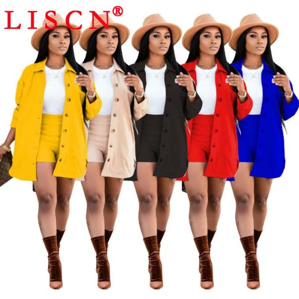 

bulk items wholesale lots two piece set women long sleeve jacket shorts sportswear solid color outfits klw5509 women's pants, White
