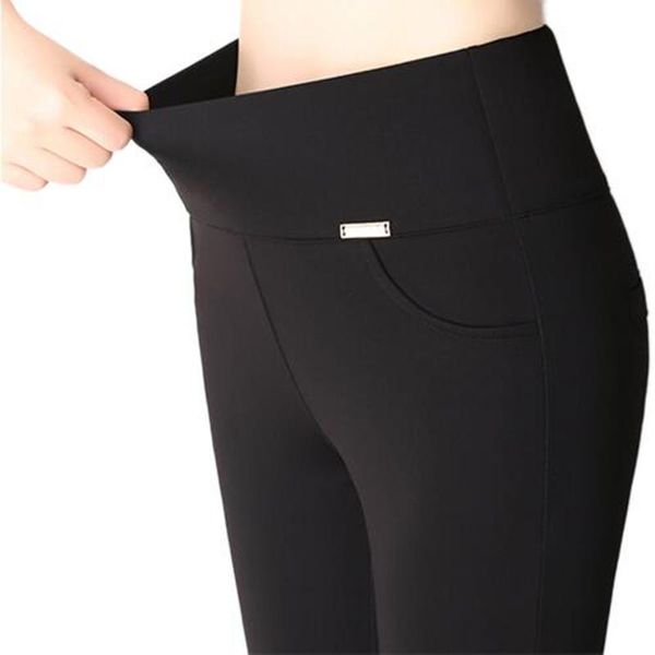 

plus size women's pencil pants trousers female stretch high waist cotton casual skinny office leggings 6xl men's, Black