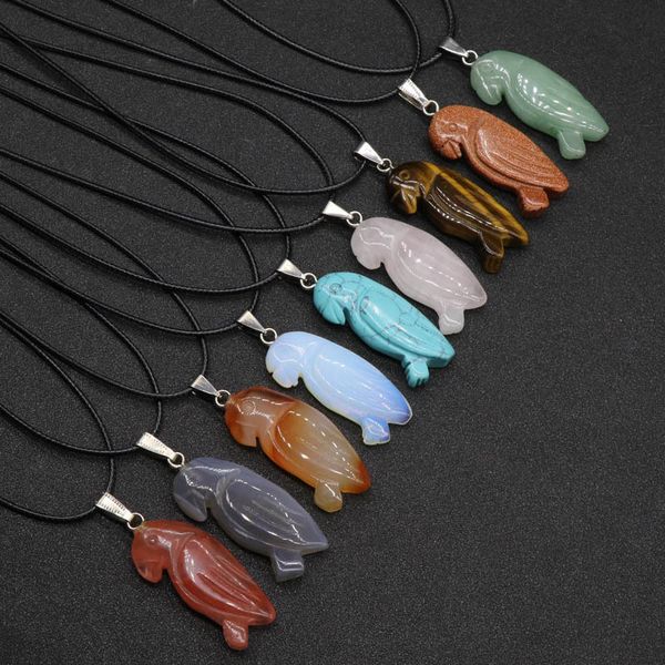 

natural crystal semi-precious stone bird shape pendant necklace rose lots quartz healing crystals rope chain collar for women fashion jewelr, Silver