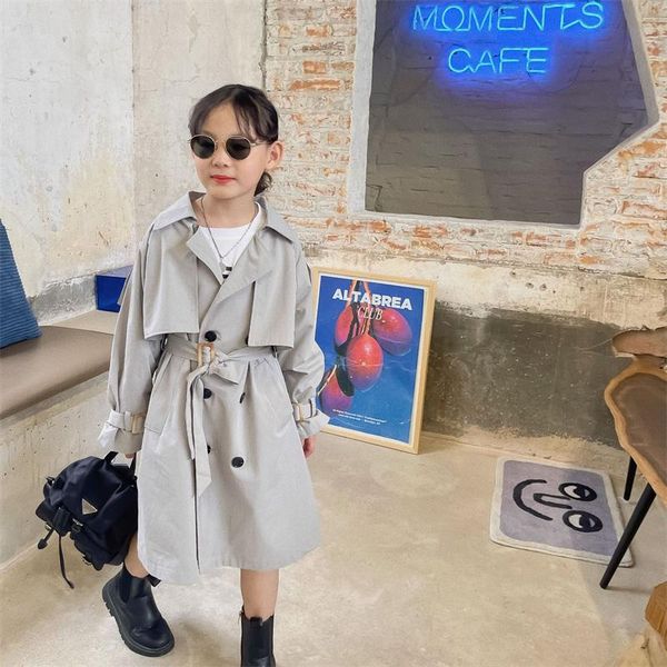 

coat girls jacket windbreaker outerwear 2021 long plus thicken winter autumn cottonÂ school teenagers children's clothing, Blue;gray