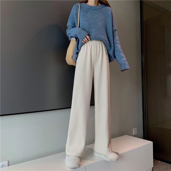 

capris ytx485 spring autumn korean version of thin and versatile straight-waisted tall thick trousers, Black;white