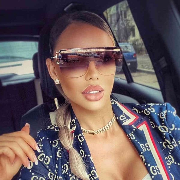 

sunglasses 2021 fashion oversized one piece women brand rimless square sun glasses female color shades oculos feminino uv400, White;black