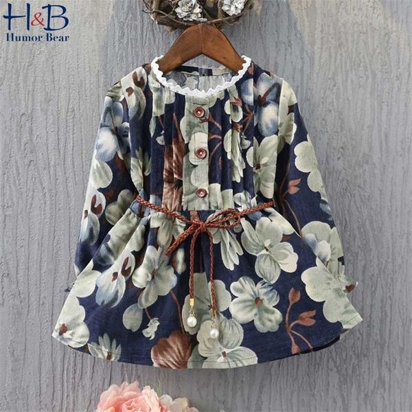 Humor Bear Girls 'Abiti 2022 Autunno Style Bambini Baby Abbigliamento per bambini Loose Ruffle Splicing Girl Fashion Dress 211231