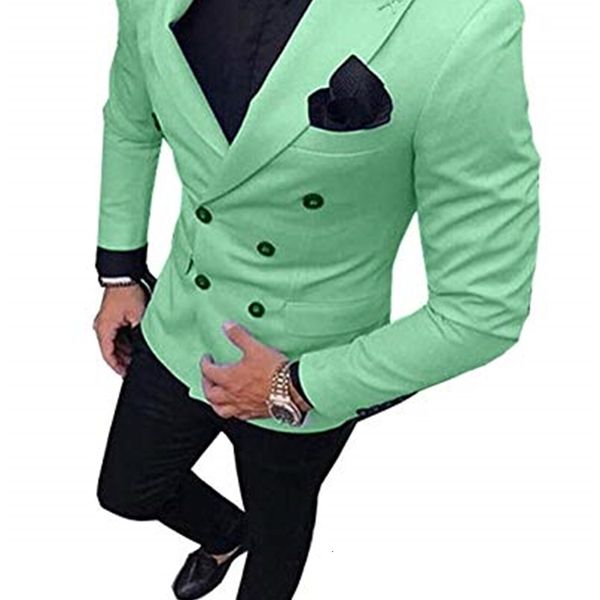 

men's suits & blazers of the men slim fit custom 2 piece dressed in marriage from groom double jacket breasted black pants qcax, White;black
