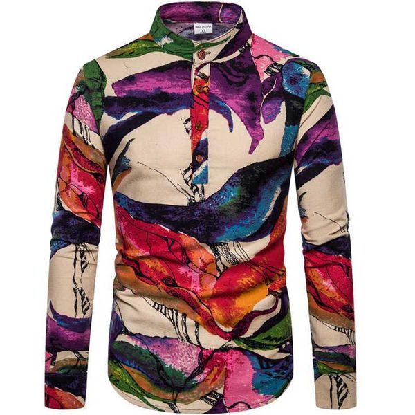 

2020 printed casual long sleeve slim fit social men's shirt, White;black