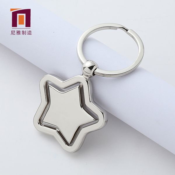 

factory pentagram revolving metal creative car pendant keychain gift
