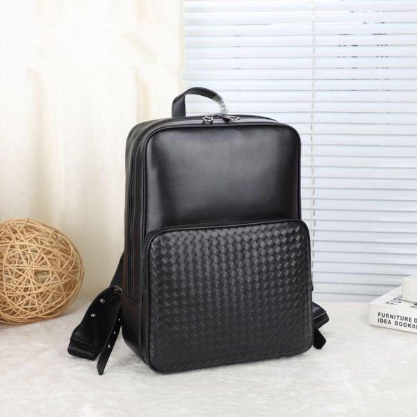 

backpack kaisiludi leather woven men's bag double shoulder cowhide business large capacity women travel computer