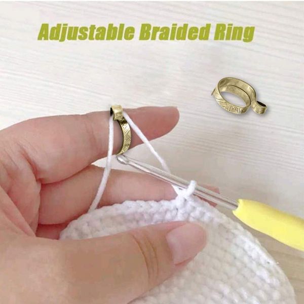 

gold adjustable knitting ring loop crochet accessories finger yarn guides sewing notions & tools, Black