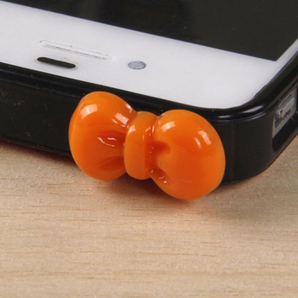

cell phone anti-dust gadgets 10 pcs 3.5mm cartoon bow-knot shape headset dust plug anti earphone hole ser (random color)