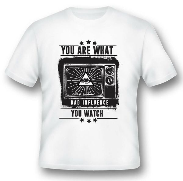 

you are what you watch black or white tee, White;black