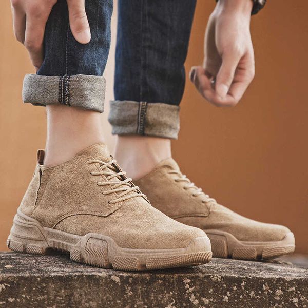 

sports fashion trend suede solid color versatile men's casual sho