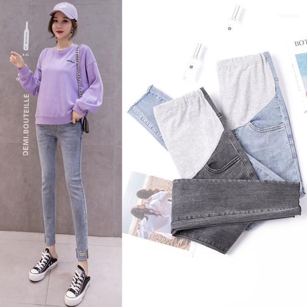 

pregnant women's jeans belly pants leggings fashion pencil pants1, White