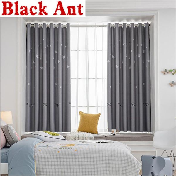 

curtain & drapes cartoon star gray/blue bay window for living room sheer kids bedroom semi-blackout draps modern pc-jd1008
