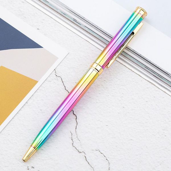 

pcs rainbow colorful pen metal ballpoint 1.0mm nib refill office writing rollerball pencils