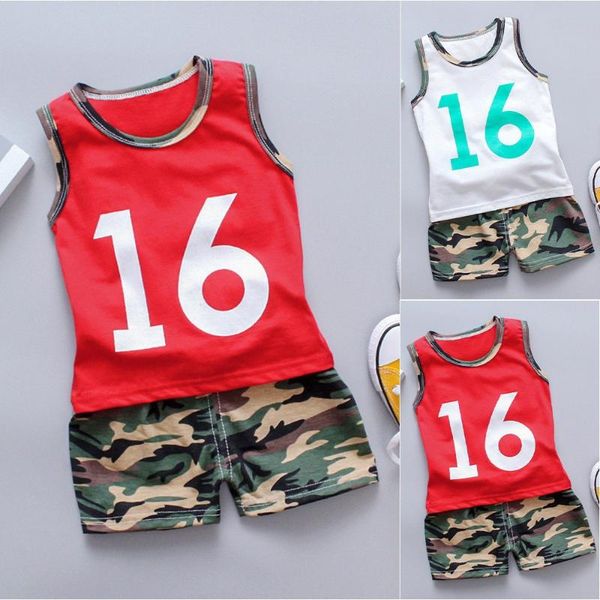 

clothing sets 2pcs summer kids boys sports set fashion number vest+shorts korean children clothess, White
