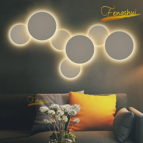 

wall lamp nordic iron led lighting modern minimalist round moon lights bedroom living room background interior lamps