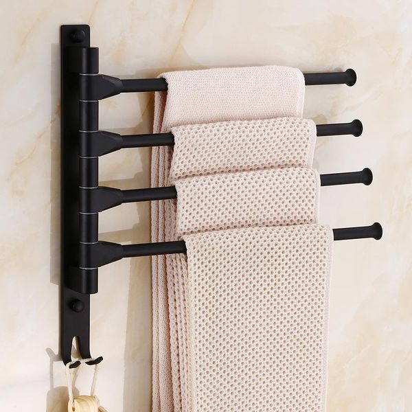 

towel racks european black space aluminum bathroom rack rotating rod el 3 bar movable pole wall mounted