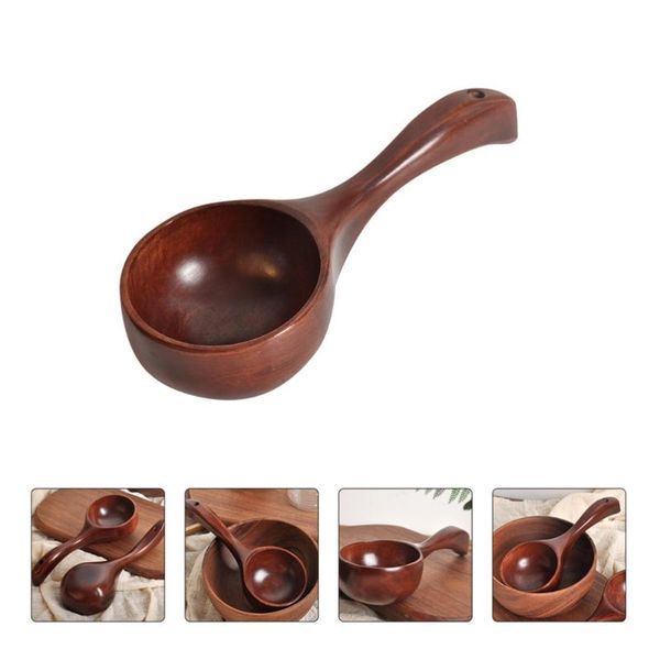 

spoons 1pc wooden spoon wood soup ladle long handle flatware utensil