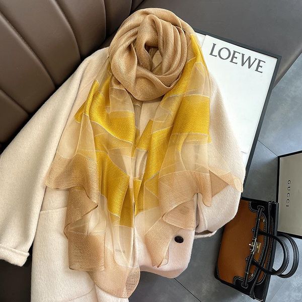 

scarves 2021 winter silk wool scarf women foulard pashmina hijab shawl and wrap plaid fashion luxury neck bufanda, Blue;gray