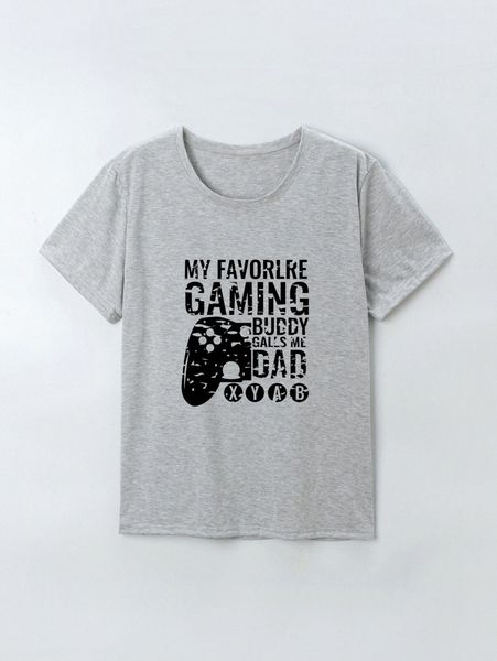 

men 1pc gamepad & slogan graphic tee w2bq#, White;black