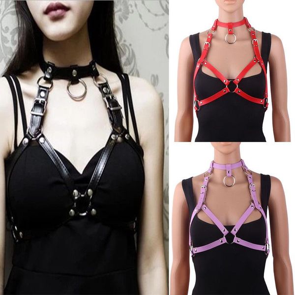 

belts women leather harness bra underwear garters belt gothic suspenders bondage straps erotic body lingerie skes, Black;brown